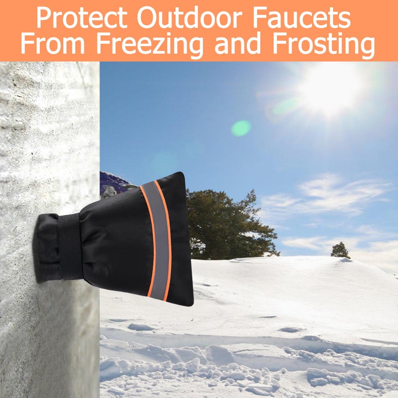 TRIOSEA Outdoor Faucet Cover, Thicken Outdoor Faucet Covers for Winter Freeze Protection 5.9 "" W x 7.1 "" H Orange Reflective Strip, Outside Faucet Socks Reusable Waterproof Insulated Wrap Spigot Cover, 4 Pack - Image 5